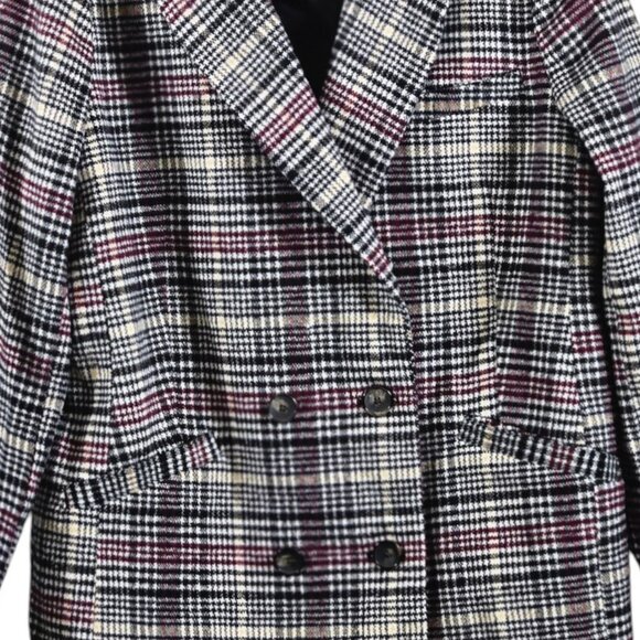 Levi Strauss Size Small Women's Peacoat Plaid Lined Black Cream Maroon - Picture 3 of 7